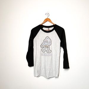 Novelty Bigfoot Graphic Baseball Tee Shirt